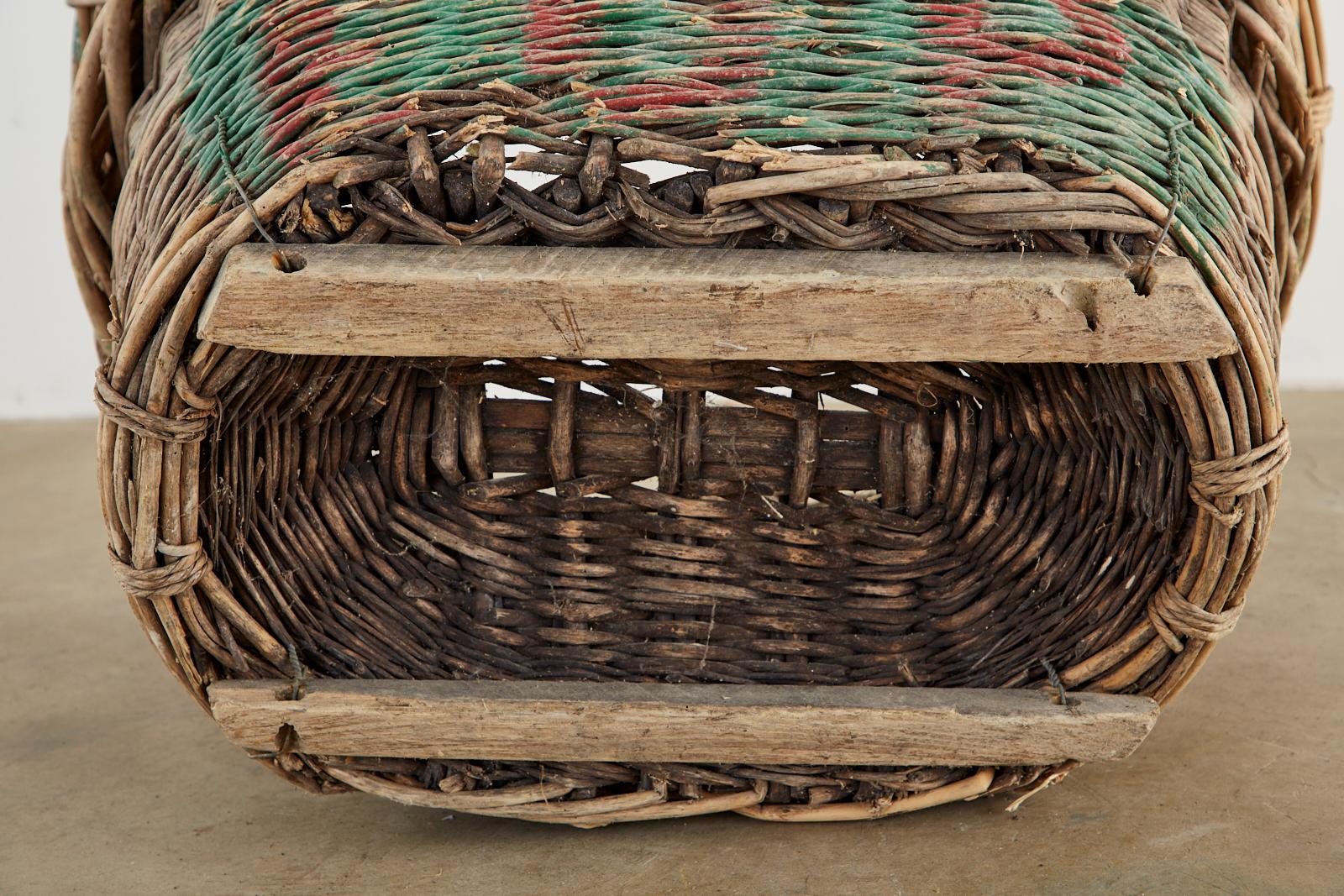 French Woven Wicker Champagne Grape Harvest Basket 10