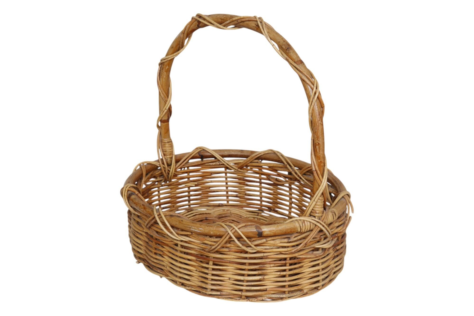 Cesta de la compra de mimbre tejida a la francesa Rústico en venta