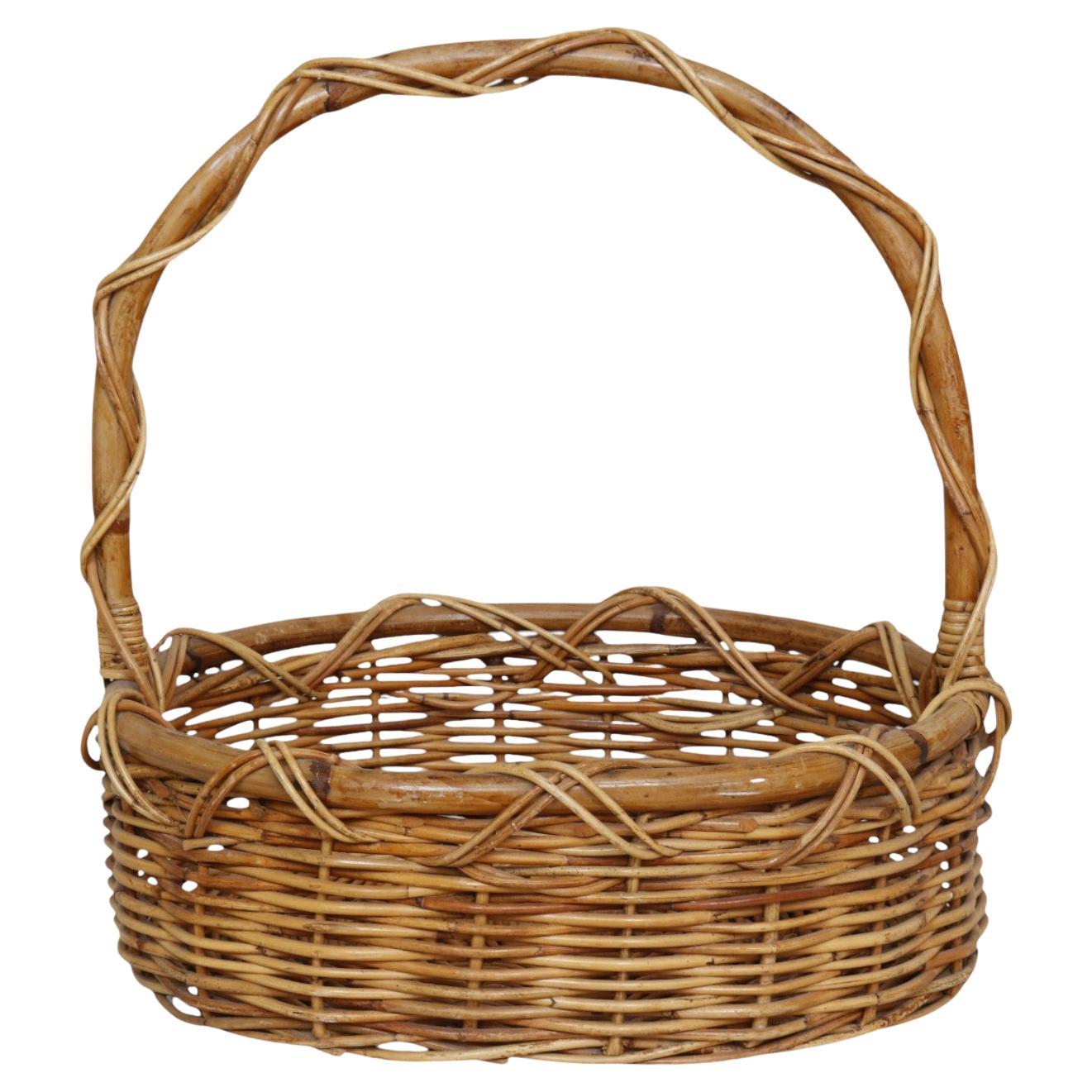 Cesta de la compra de mimbre tejida a la francesa en venta
