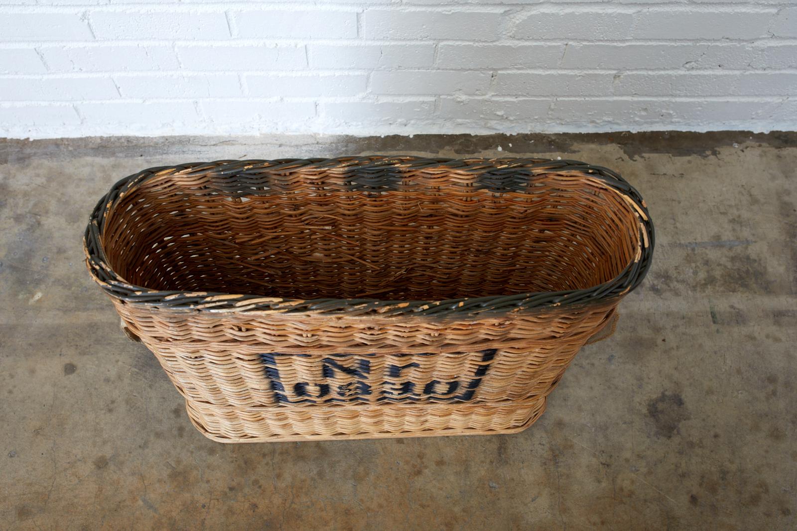 Hand-Crafted French Woven Wicker Wine Champagne Basket Carrier
