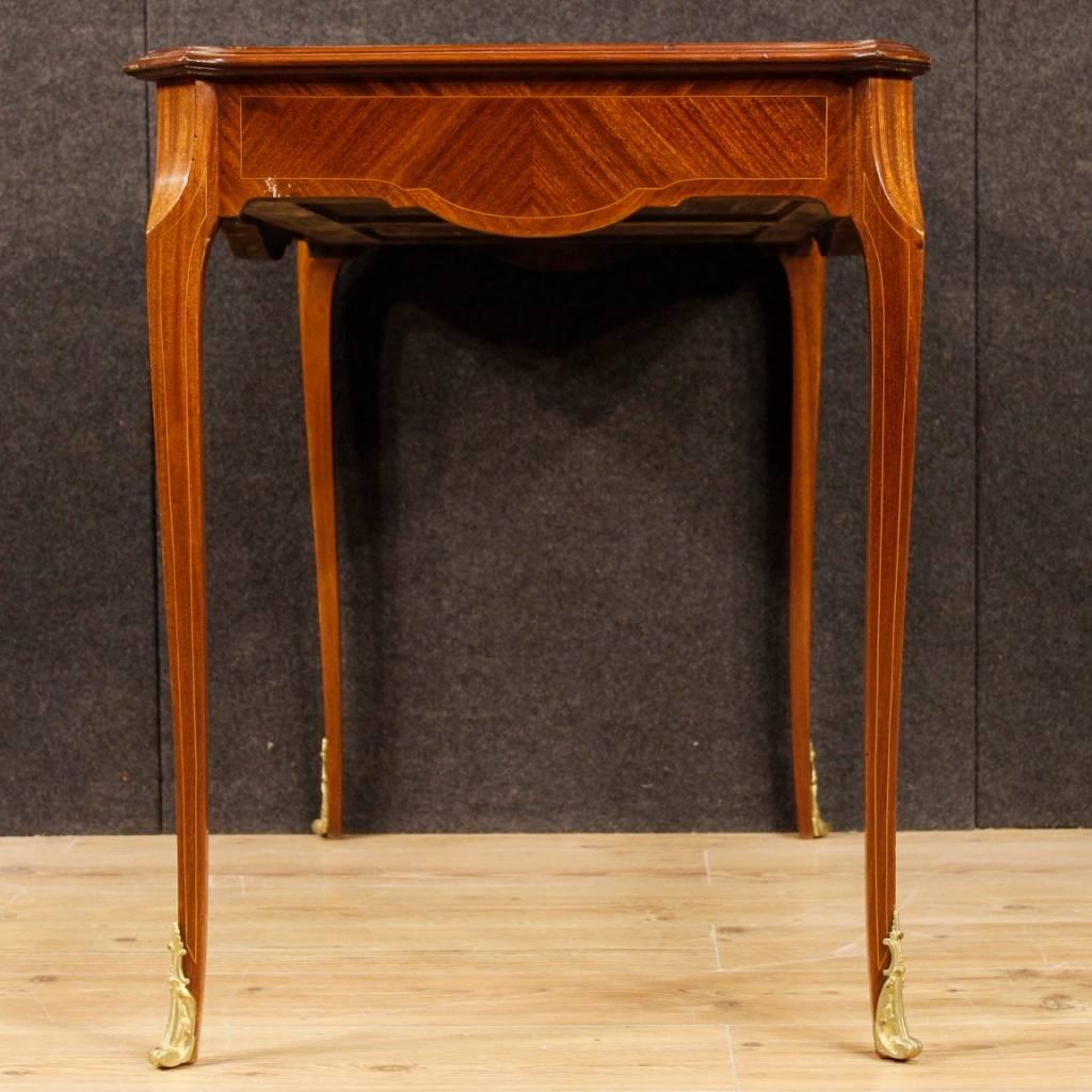 Gilt French Writing Desk in Inlaid Mahogany, Maple and Fruitwood from 20th Century