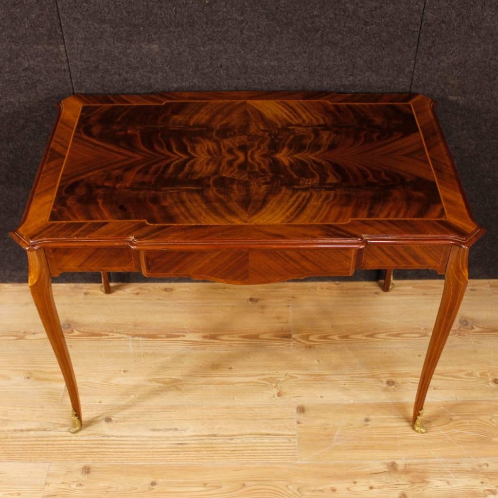 French Writing Desk in Inlaid Mahogany, Maple and Fruitwood from 20th Century 3