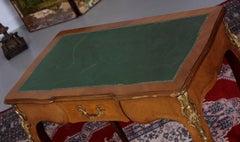 French Writing Desk Walnut Gilt Leather Table Louis VI