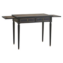 French Writing Desk with Embossed Leather Top in the Style of Louis XVI