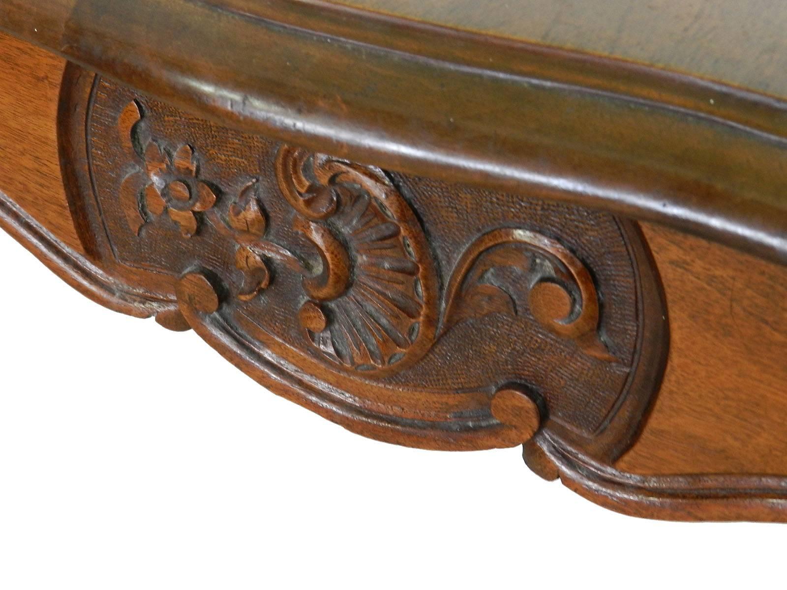 Louis XV French Writing Table Louis Style Side Table Carved Walnut, circa 1920 FREE SHIP For Sale