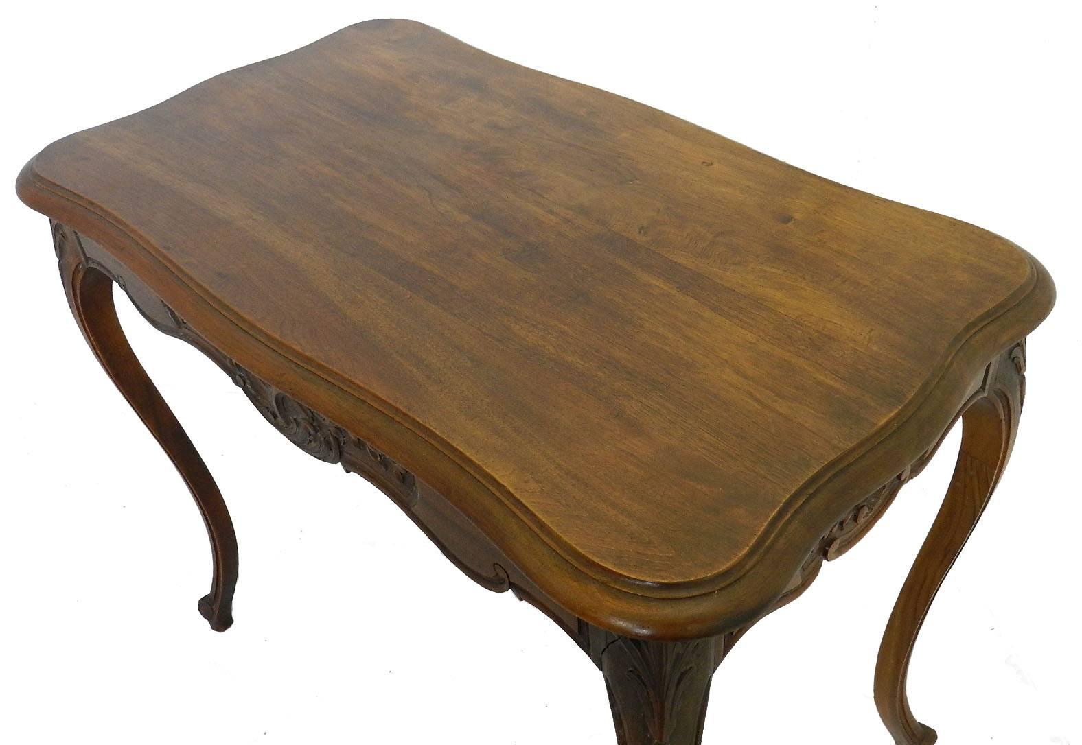 20th Century French Writing Table Louis Style Side Table Carved Walnut, circa 1920 FREE SHIP For Sale