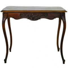 French Writing Table Louis Style Side Table Carved Walnut, circa 1920 FREE SHIP