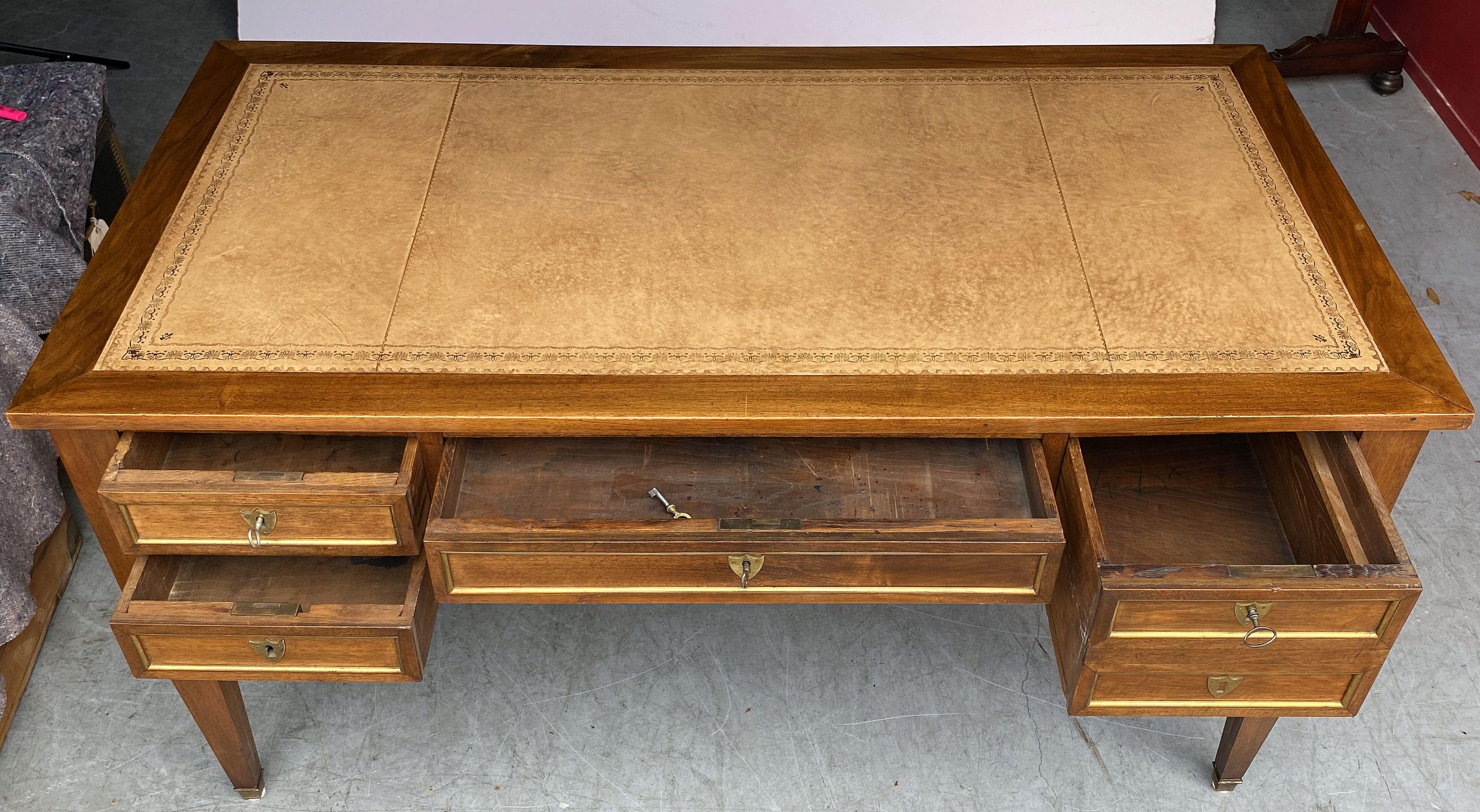 French Writing Table or Desk with Embossed Leather Top 11