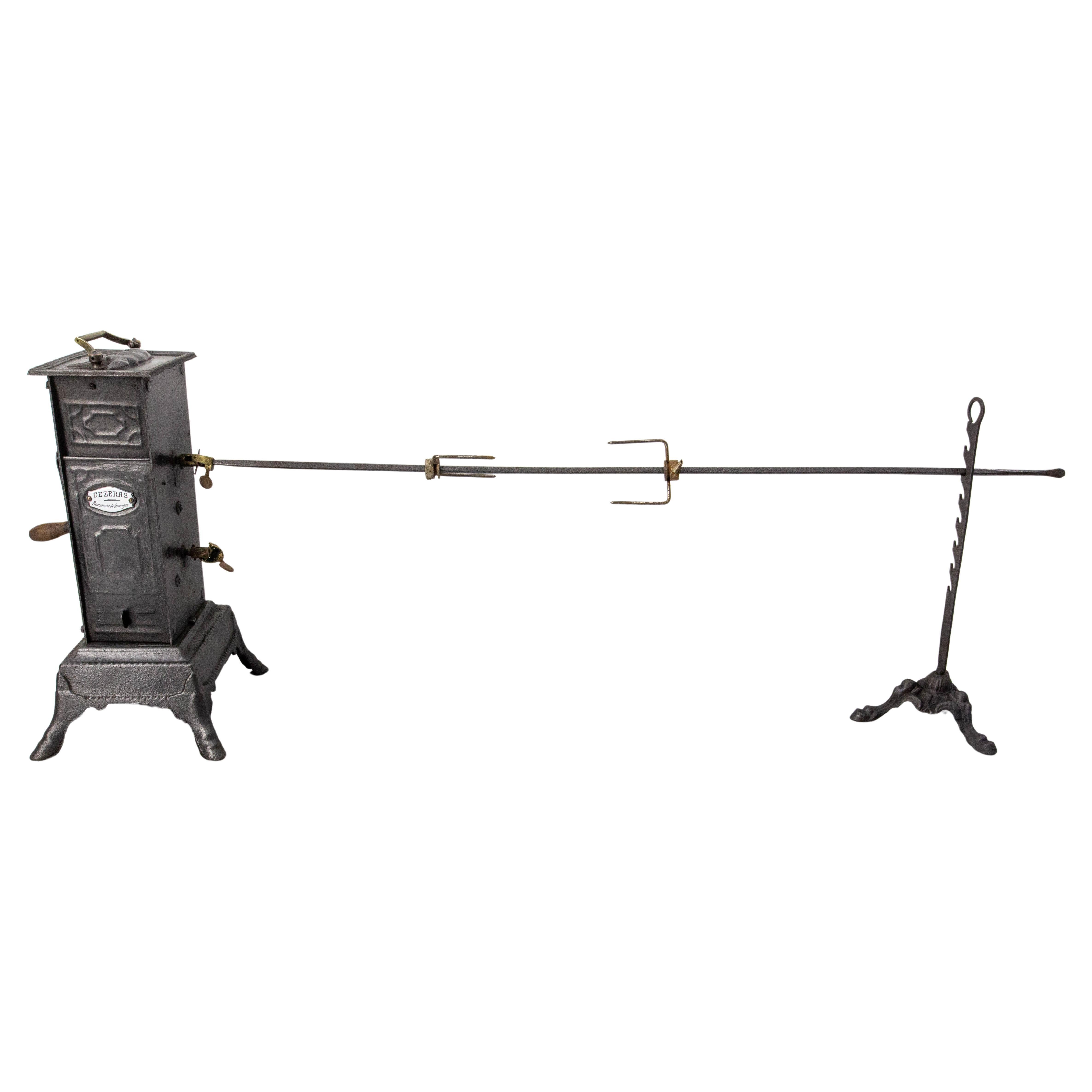 French Wrough Iron Mechanical Rotisserie Spit, 19th Century