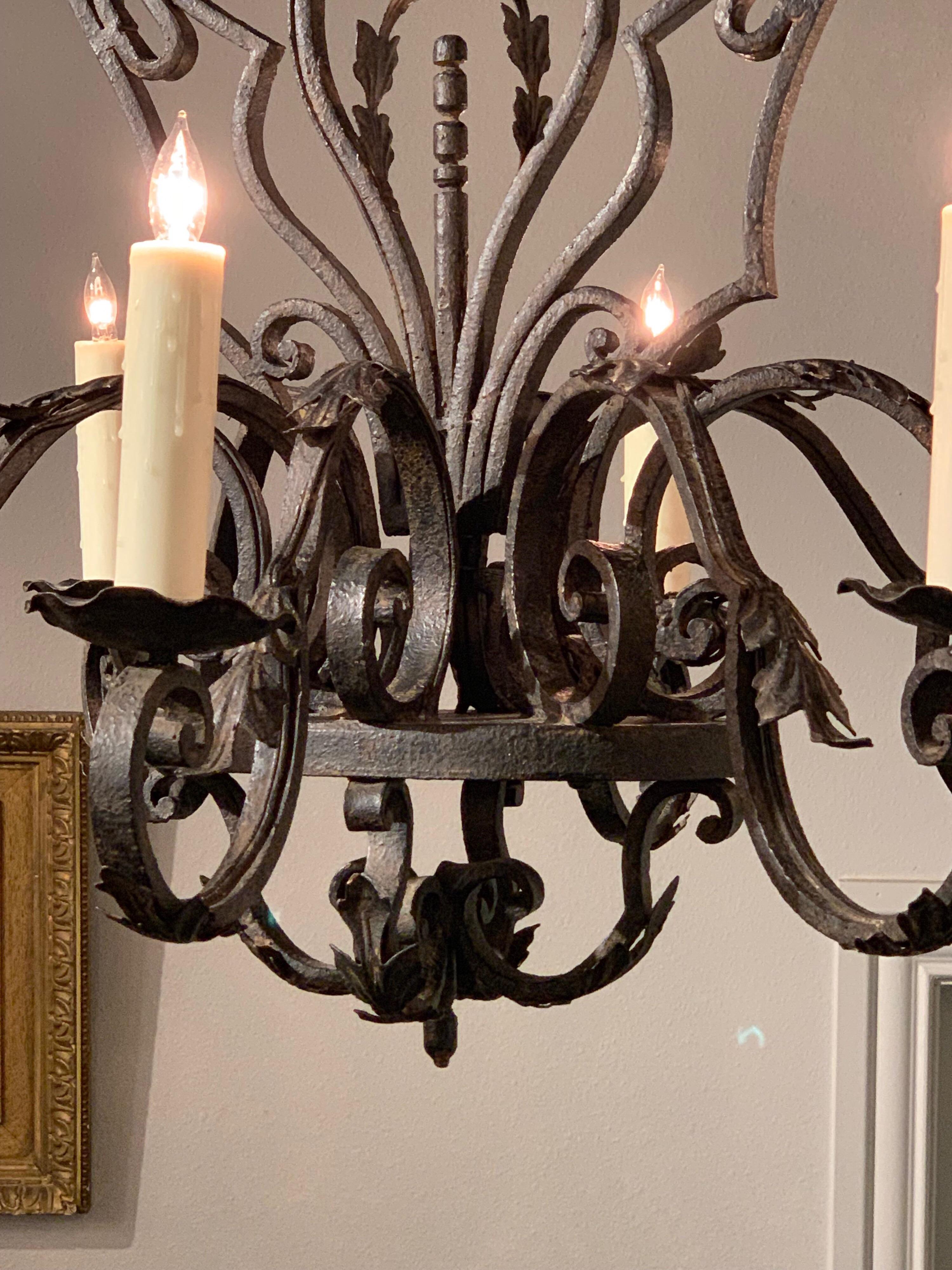 French Wrought Iron 8-Light Chandelier 1