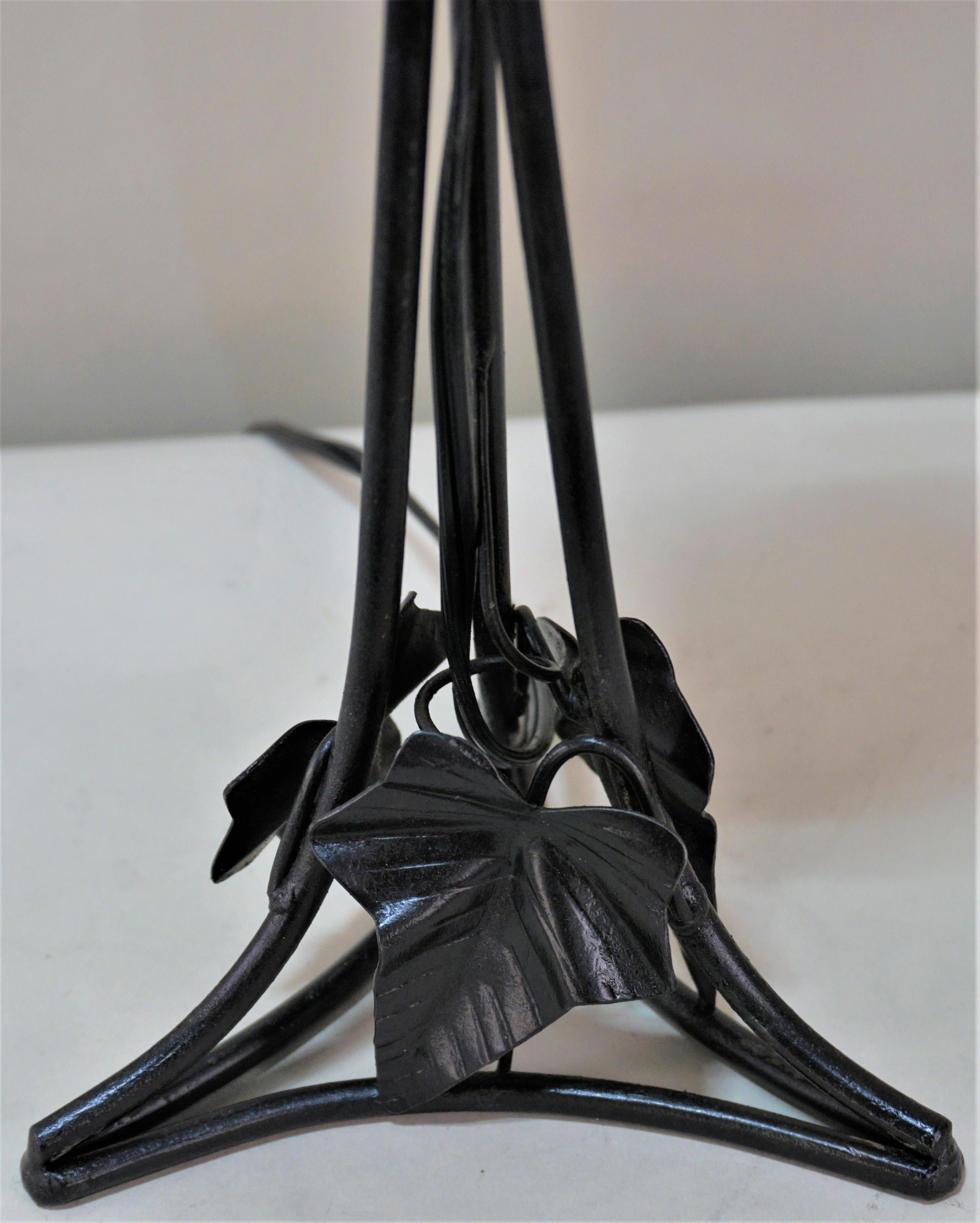 French Wrought Iron and Blown Glass Table Lamp 2 In Good Condition In Fairfax, VA
