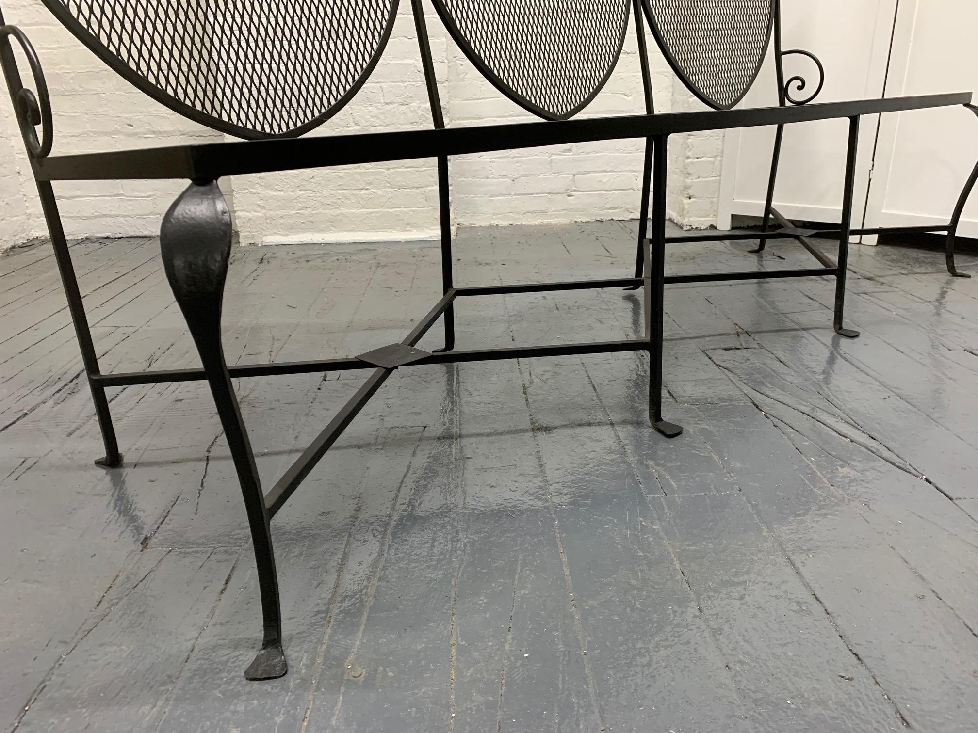 French Wrought Iron and Brass Bench For Sale 2