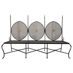 French Wrought Iron and Brass Bench