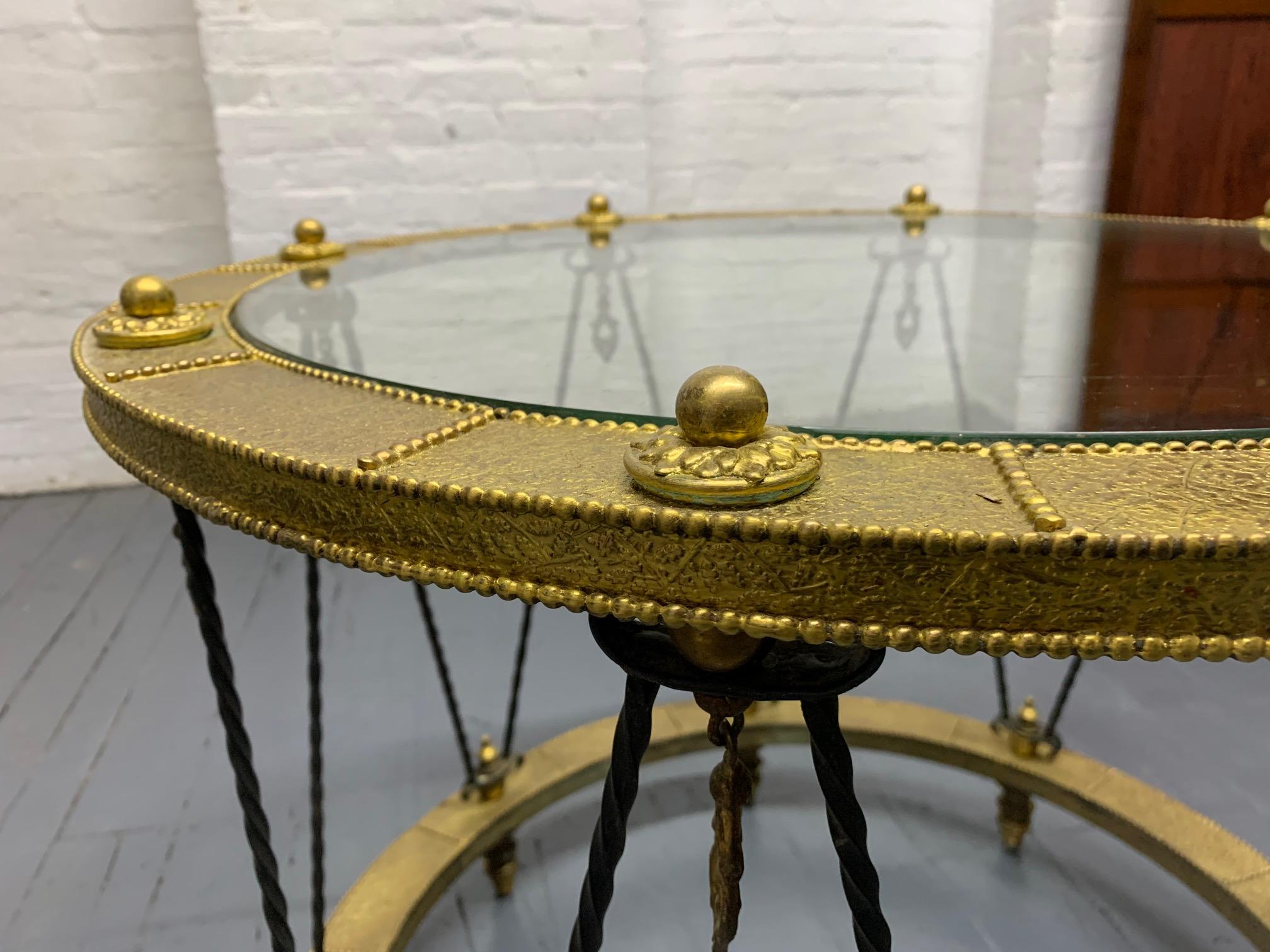 French Wrought Iron and Brass Side Table In Good Condition For Sale In New York, NY