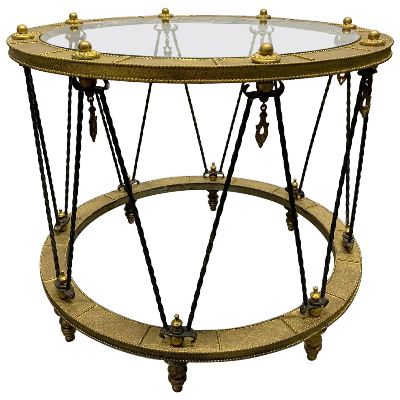 French Wrought Iron and Brass Side Table For Sale