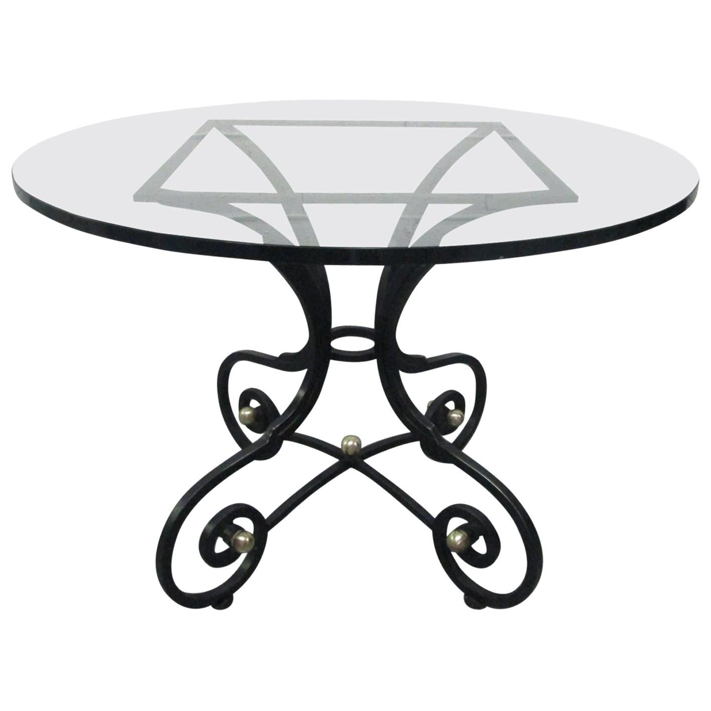 French Wrought Iron and Bronze Table