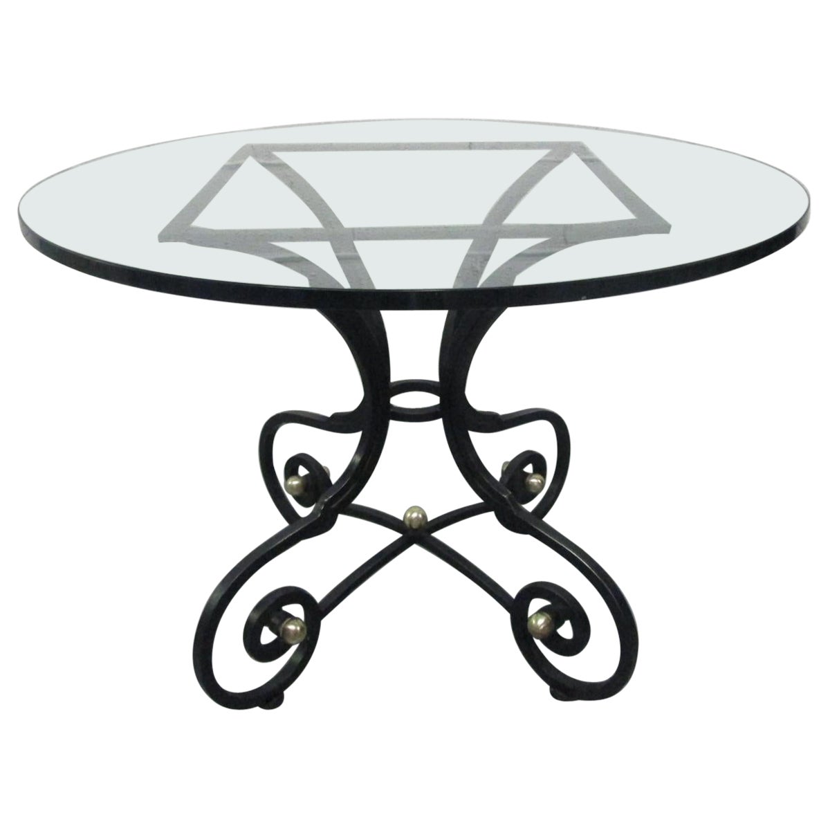 Table française en fer forgé et bronze