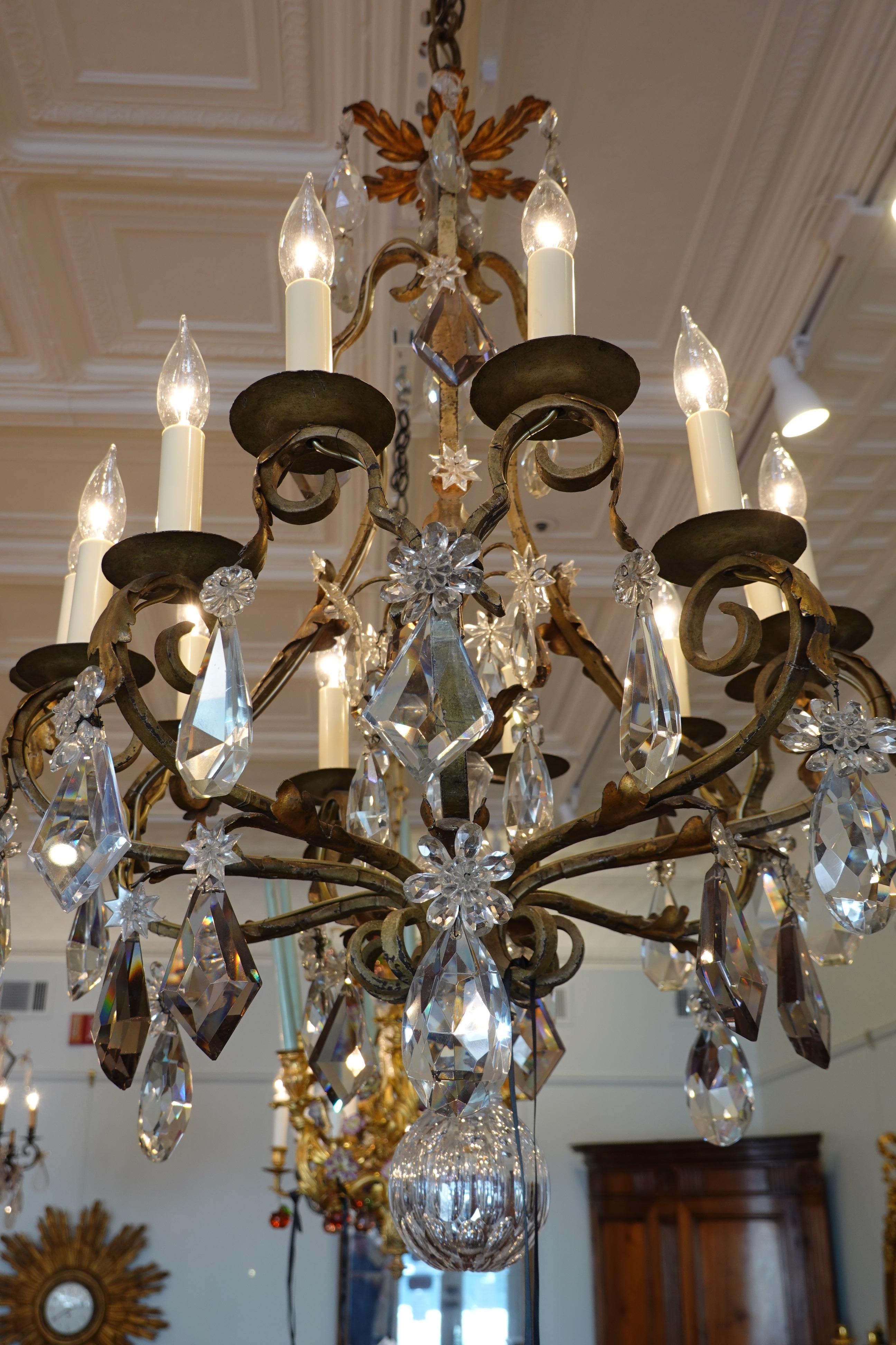 wrought iron crystal chandelier