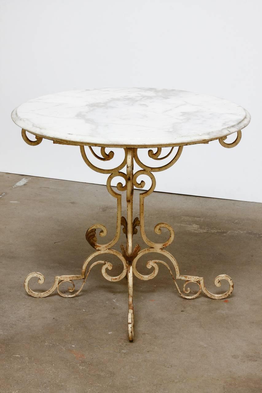 French Wrought Iron and Marble Bistro Table 5