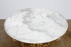 Table de bistro en fer forgé et marbre français