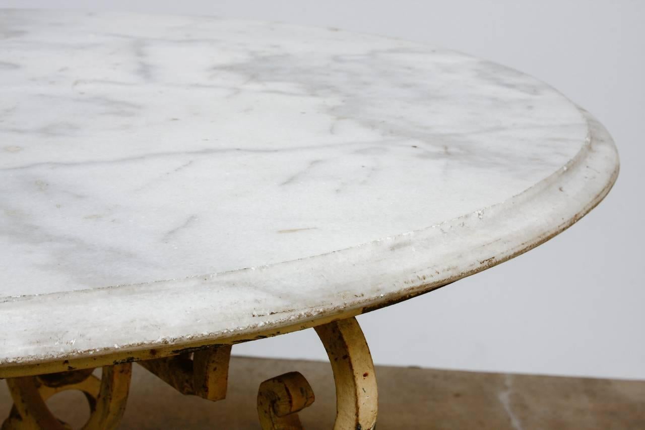 Art Nouveau French Wrought Iron and Marble Bistro Table