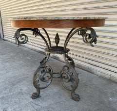 French Wrought Iron and Marble-Top Center Table