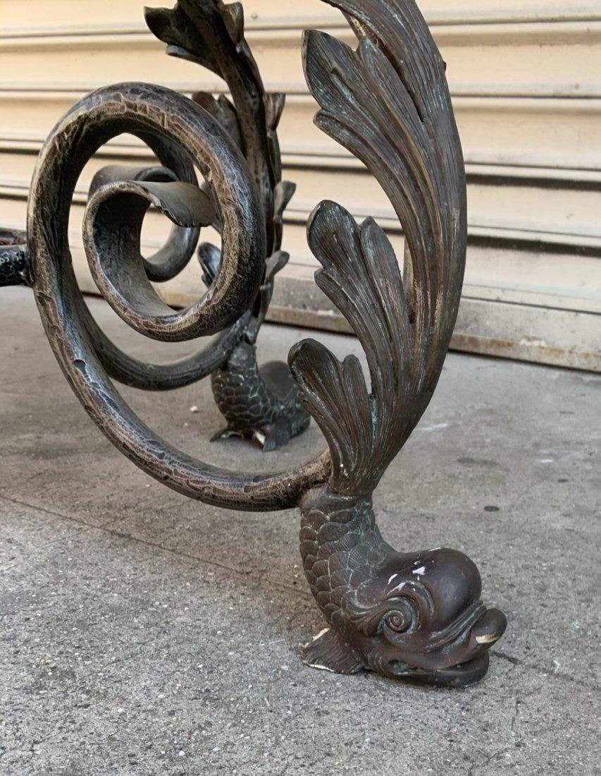 French Provincial French Wrought Iron and Marble-Top Center Table