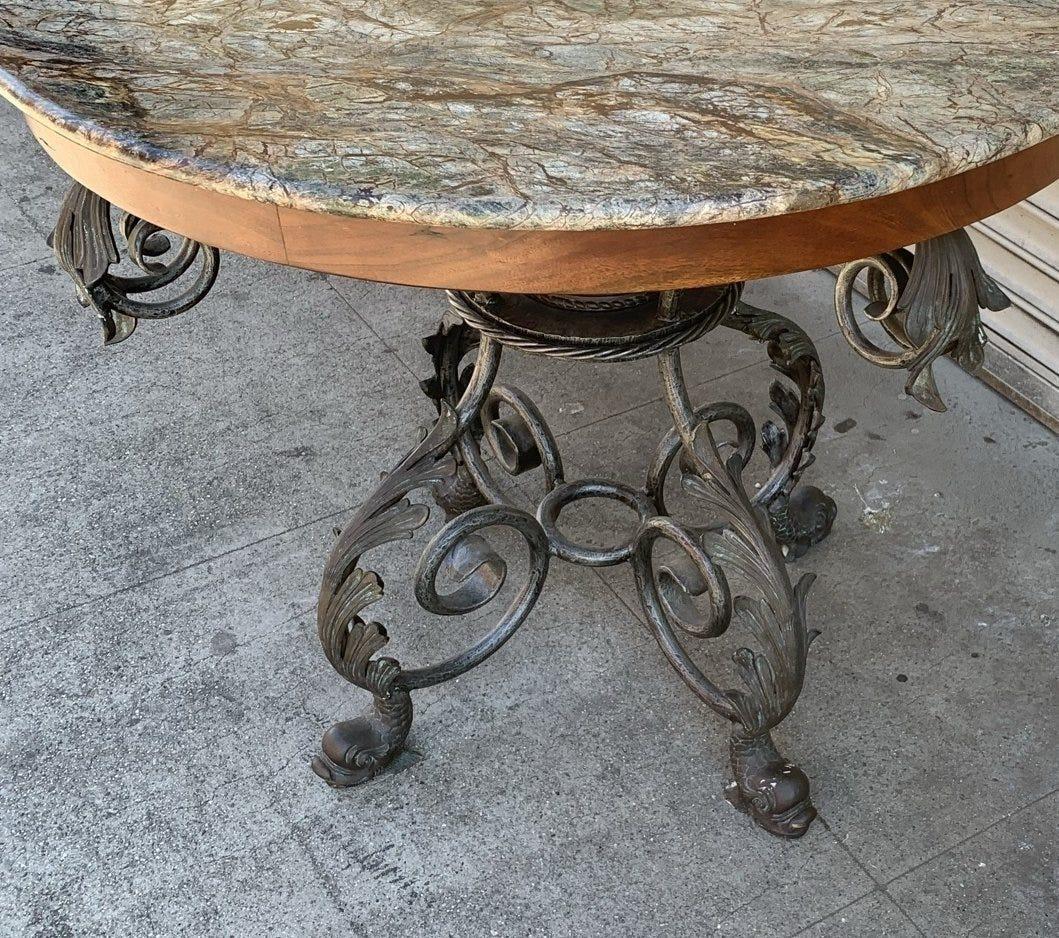 French Wrought Iron and Marble-Top Center Table In Good Condition In Los Angeles, CA