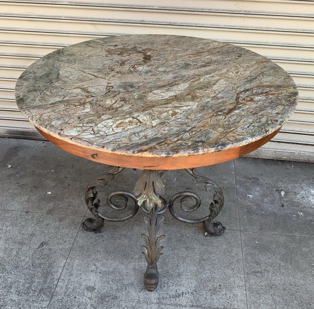 French Wrought Iron and Marble-Top Center Table 1