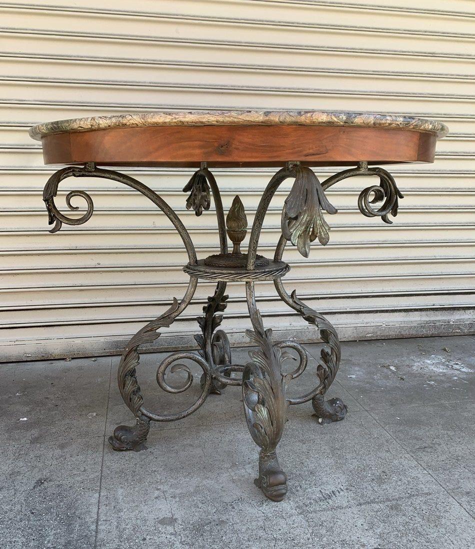 French Wrought Iron and Marble-Top Center Table 3