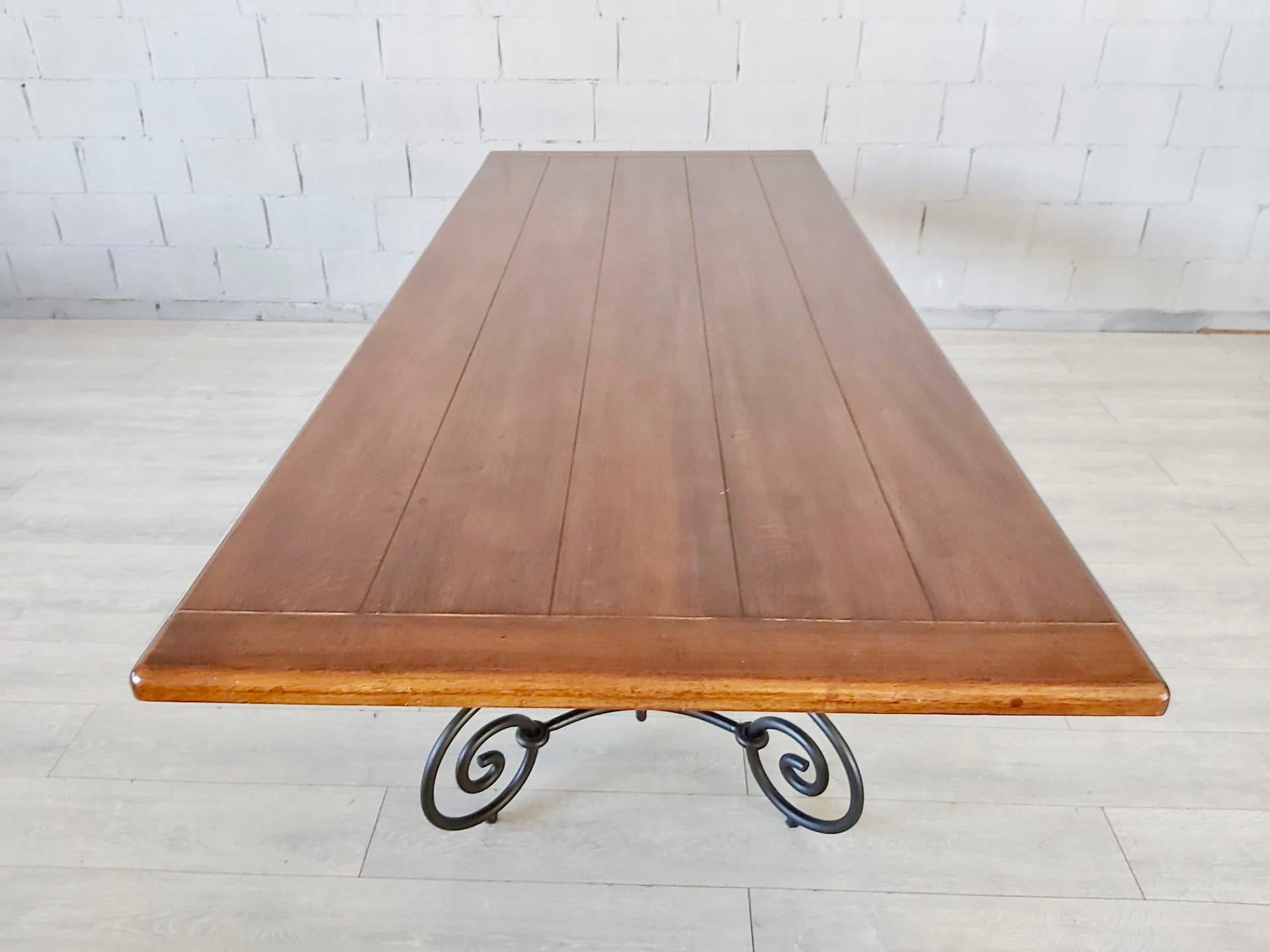  French Wrought Iron and Oak Dining Table 3