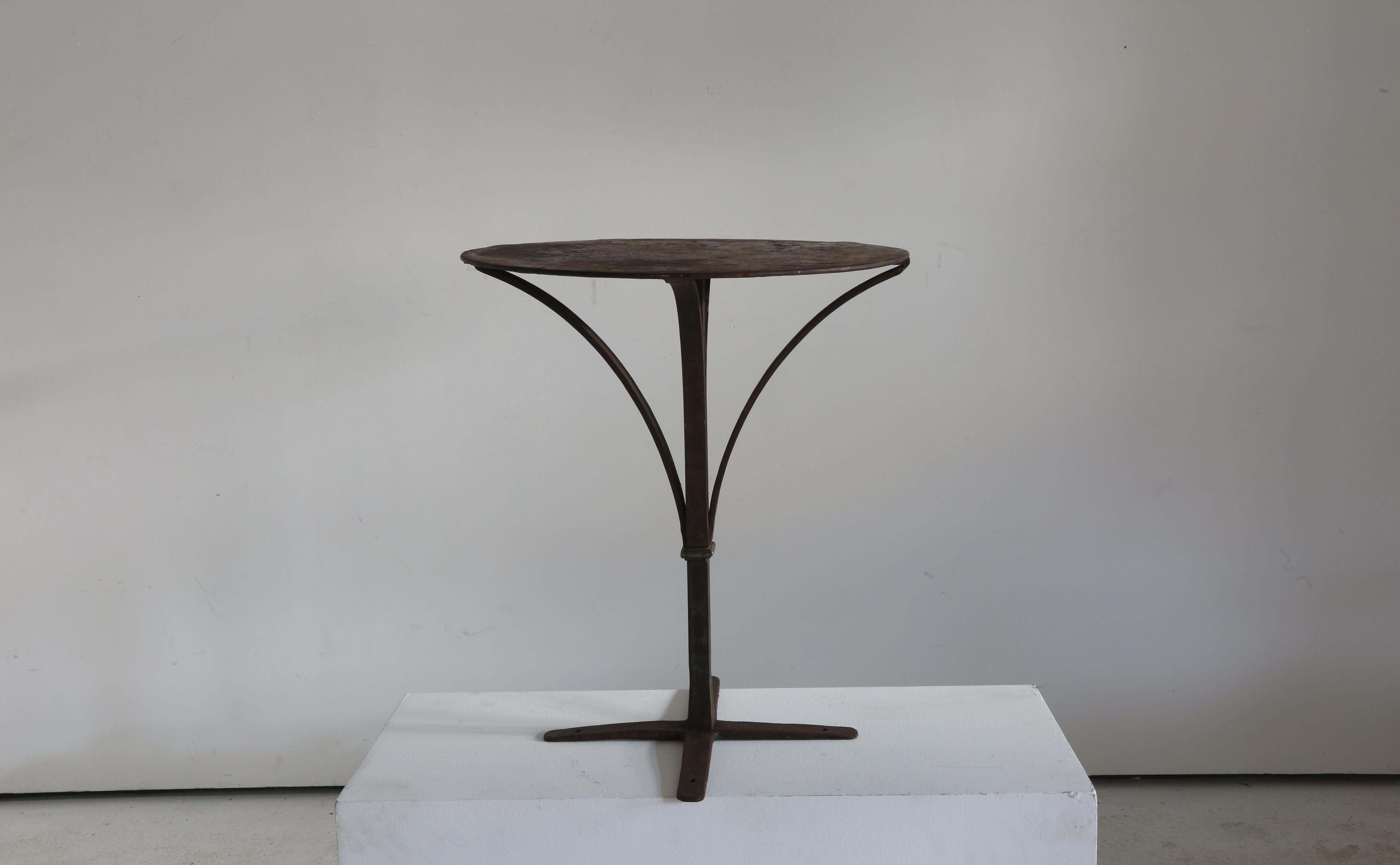 Forged French Wrought Iron and Steel Bistro Table C1920s