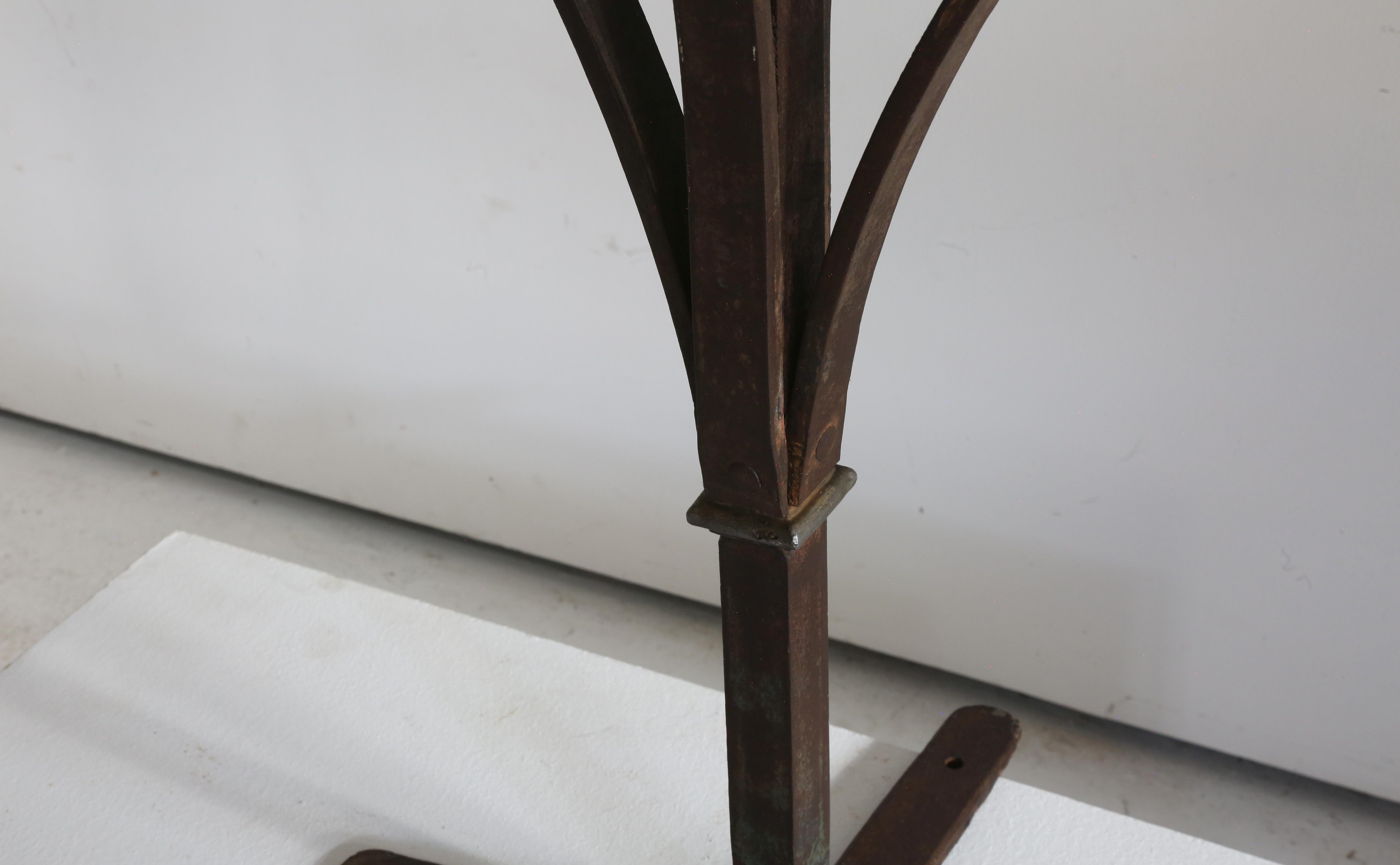 French Wrought Iron and Steel Bistro Table C1920s In Fair Condition In London, England