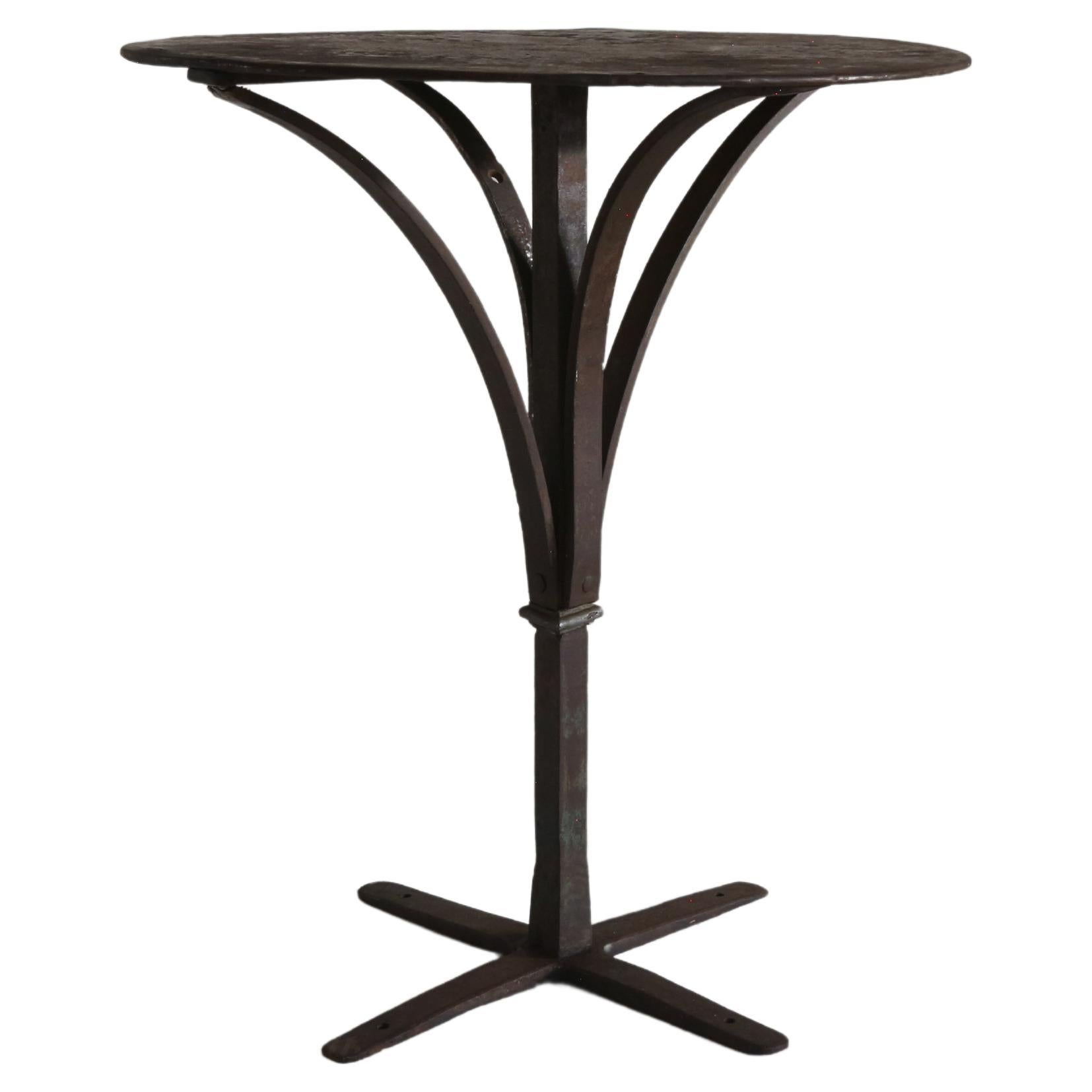 French Wrought Iron and Steel Bistro Table C1920s