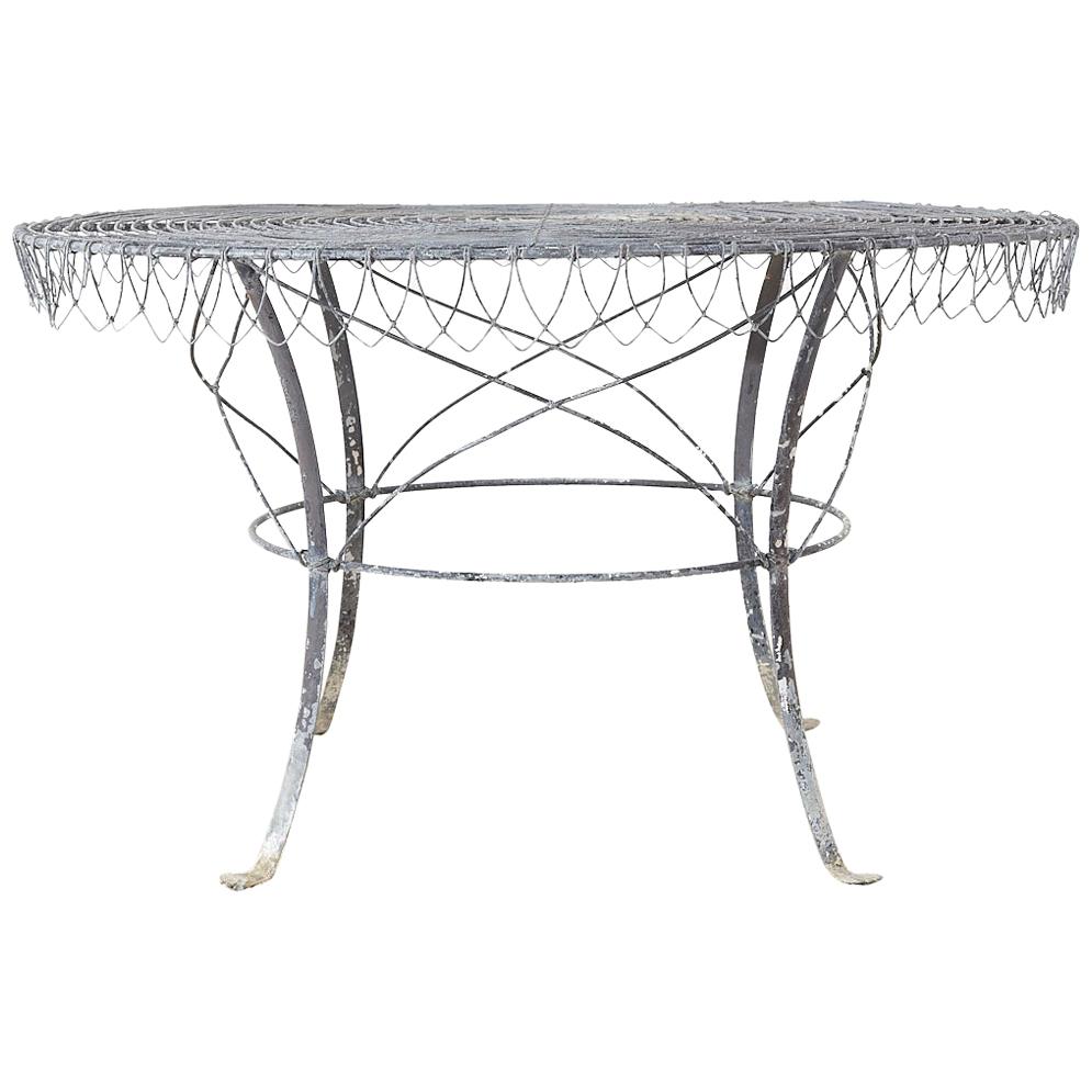French Wrought Iron and Wire Garden Dining Table