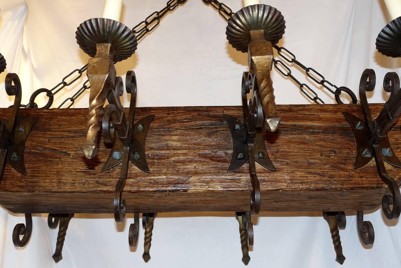 wood iron chandelier