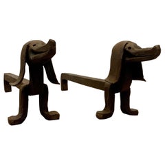 French Wrought Iron Andirons, 1950s