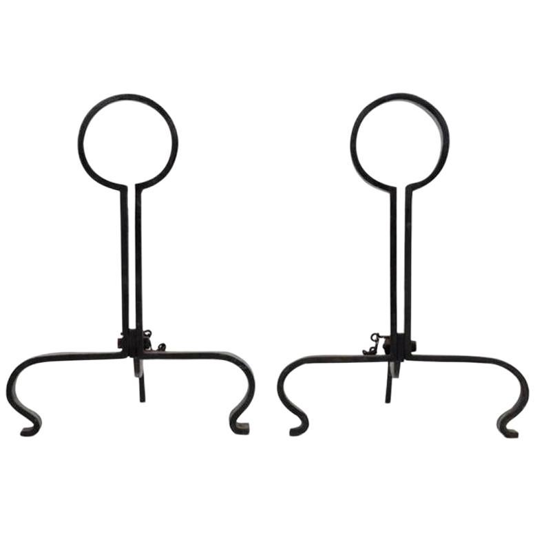 French Wrought Iron Andirons For Sale