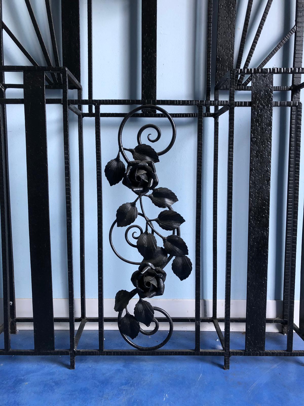French Wrought Iron Art Deco Coat Hat Hanger with Roses, 1930 11