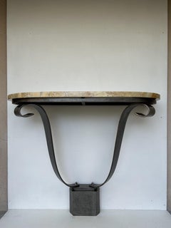 French Wrought Iron Art Déco Console Table attributed to Raymond Sybes 1930s
