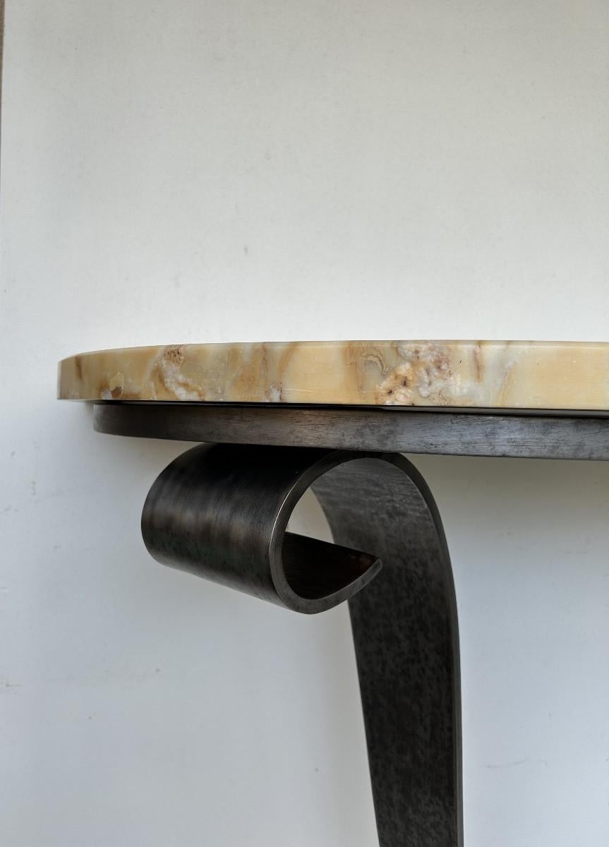 Fait main Table console Art Déco en fer forgé attribuée à Raymond Sybes années 30 en vente