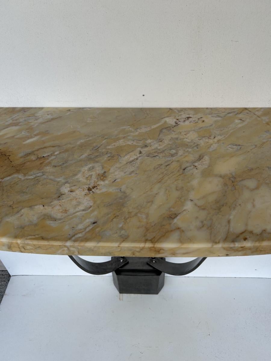 Table console Art Déco en fer forgé attribuée à Raymond Sybes années 30 Bon état - En vente à Salzburg, AT