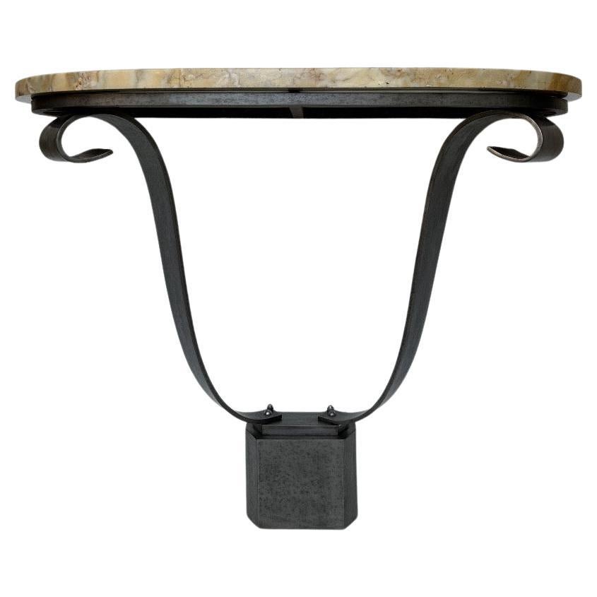 Table console Art Déco en fer forgé attribuée à Raymond Sybes années 30 en vente