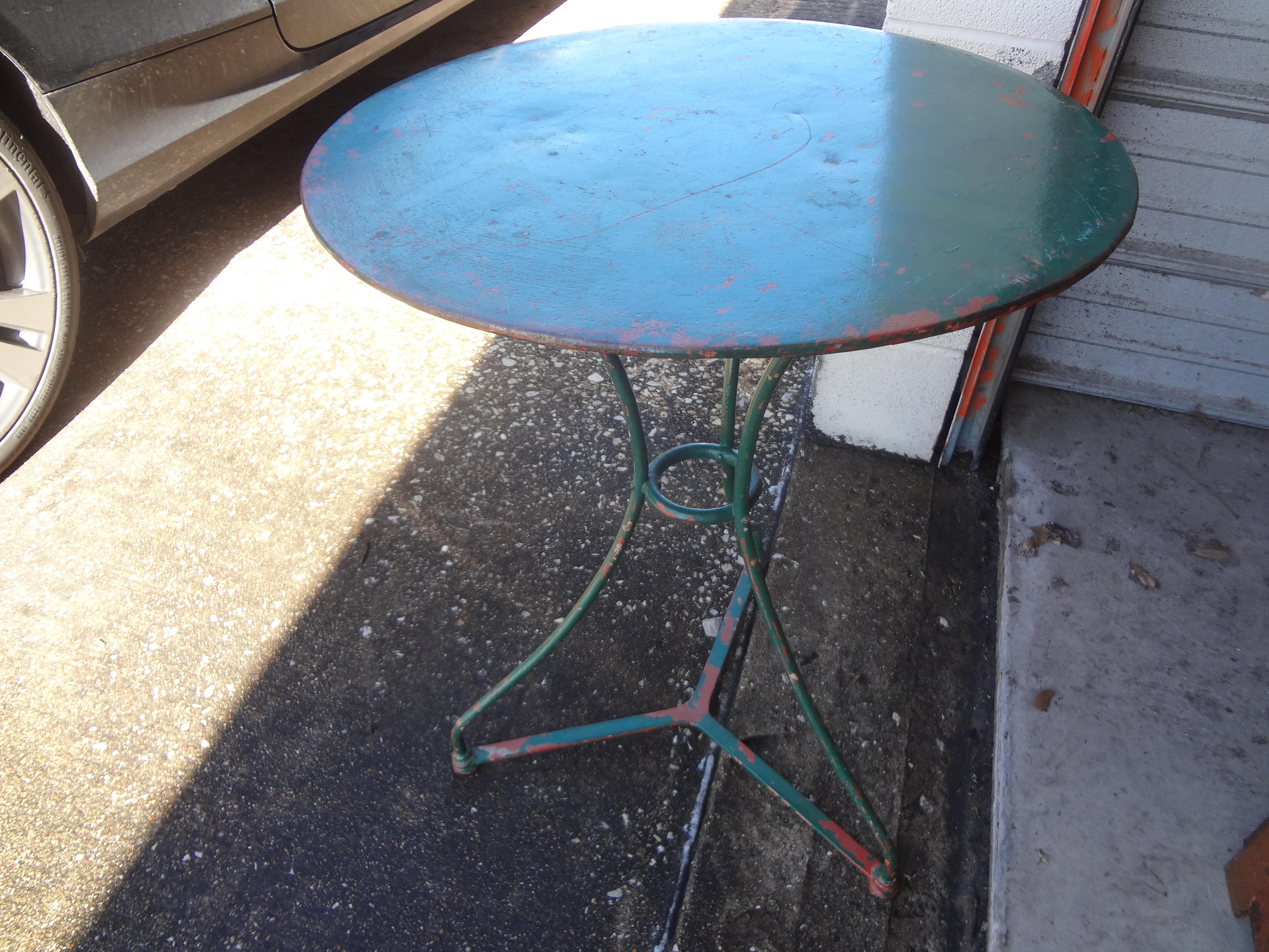 Antique French Wrought Iron Bistro Table 3
