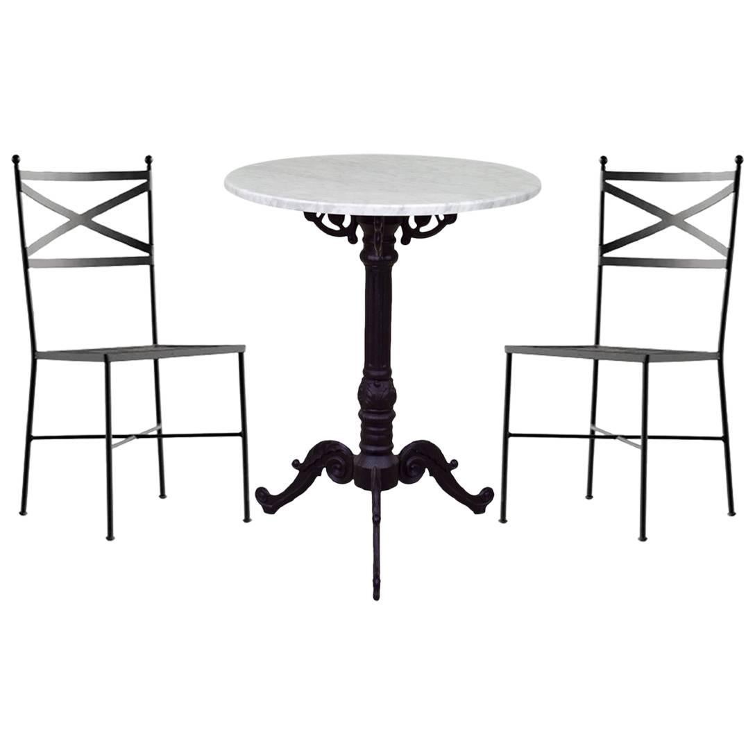 French Wrought Iron Black Painting Set of Garden Bistro Outdoor