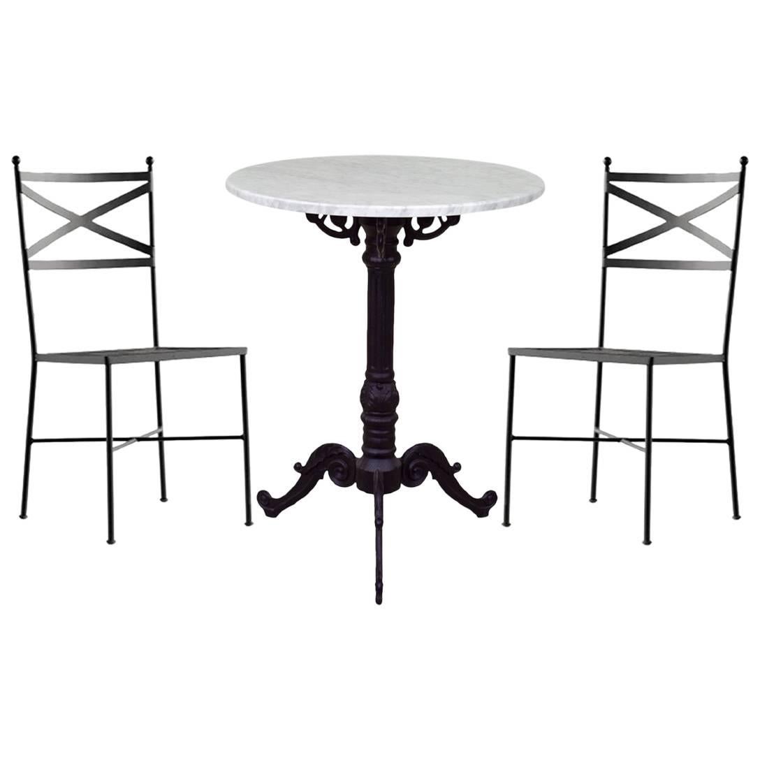 French Wrought Iron Brown Painting Set of Garden Bistro Outdoor