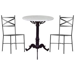 French Wrought Iron Brown Painting Set of Garden Bistro Outdoor