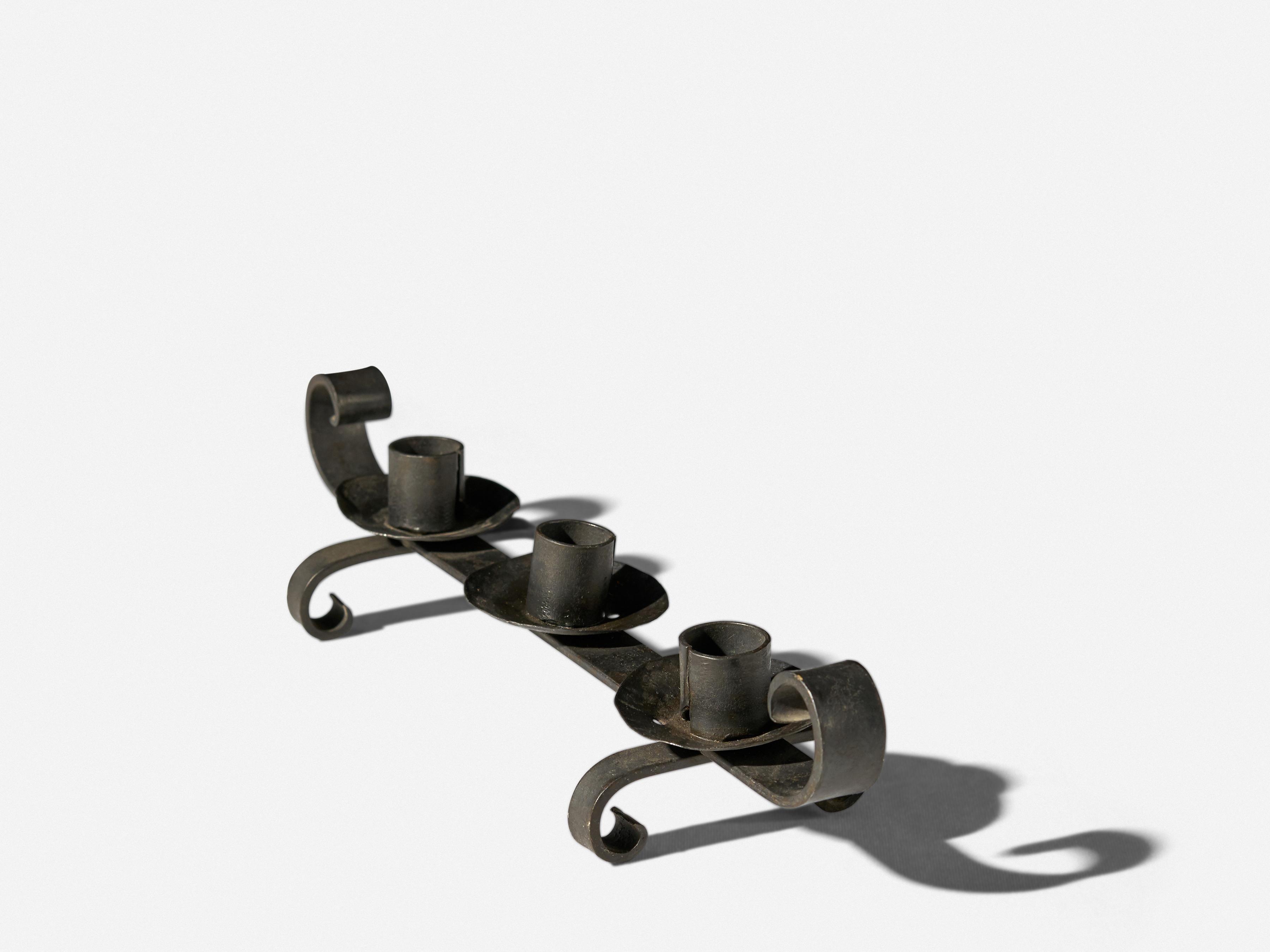 Brutalist French Wrought Iron Candelabra
