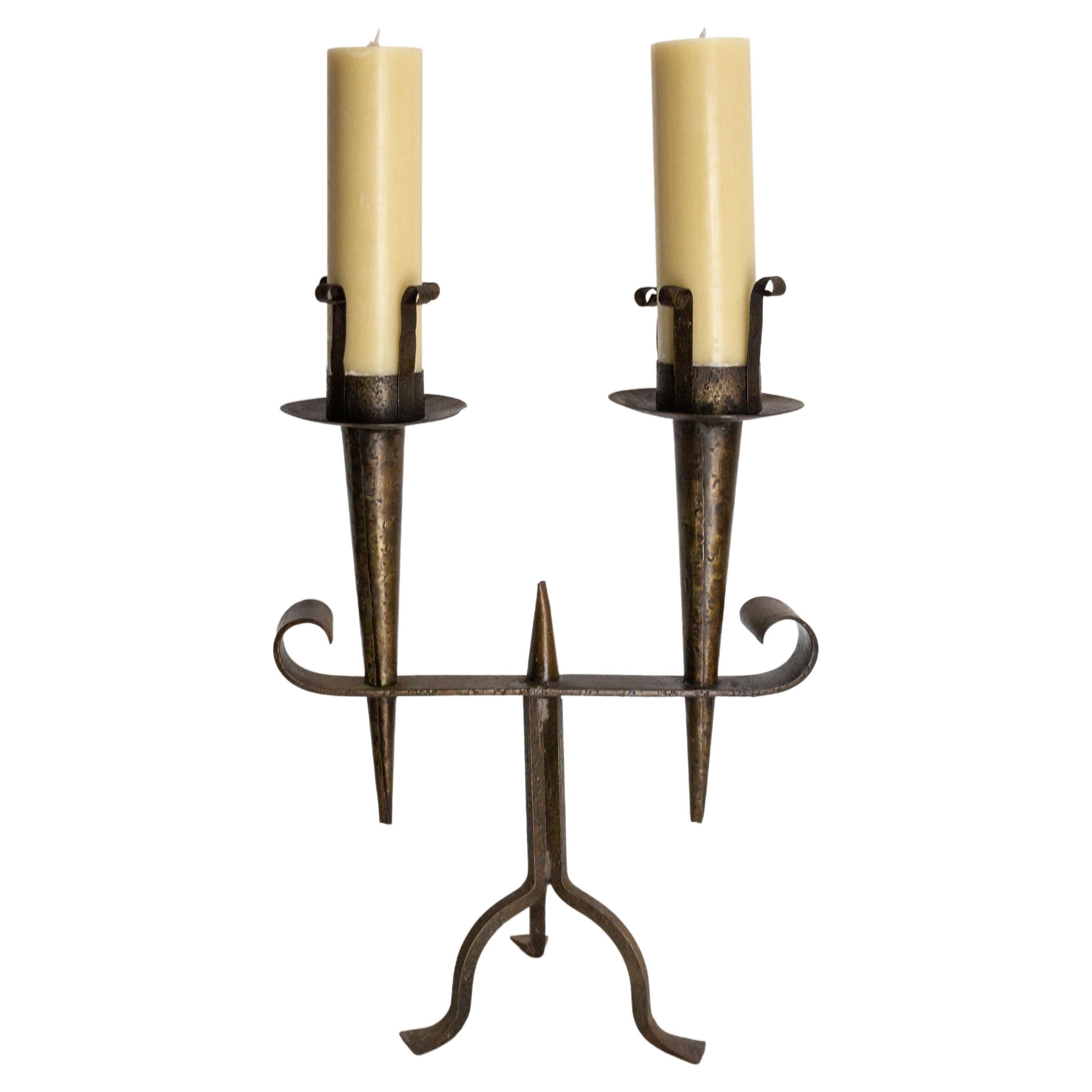 French Wrought Iron Candle Holder, French, circa 1960 For Sale