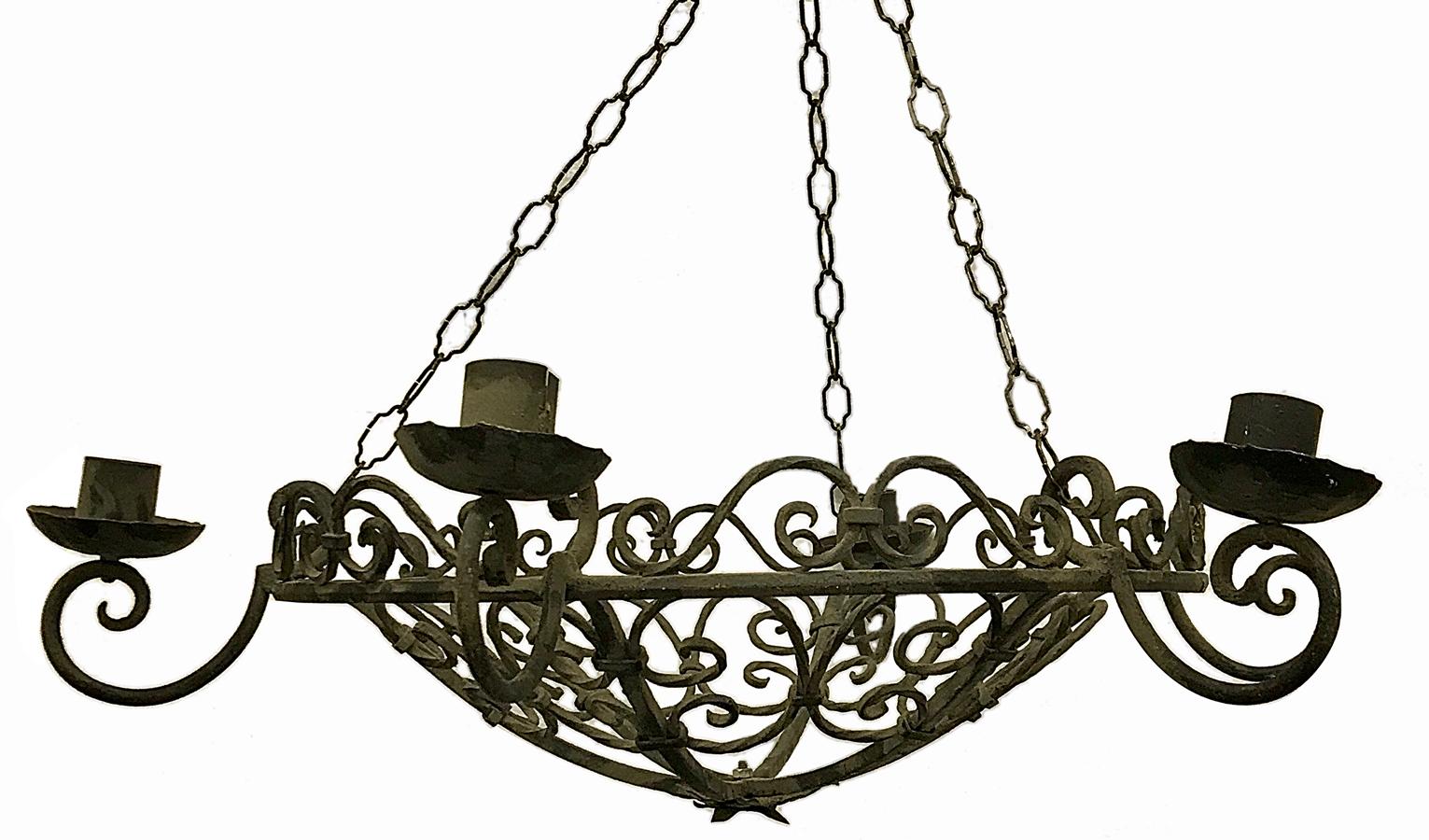 French Wrought Iron Chandelier For Sale 1